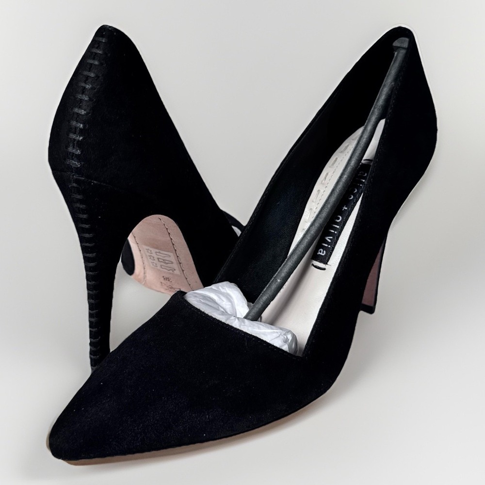 ALICE & OLIVIA Heels Womens 38 Dina Black Suede Stiletto 4" Cocktail Business